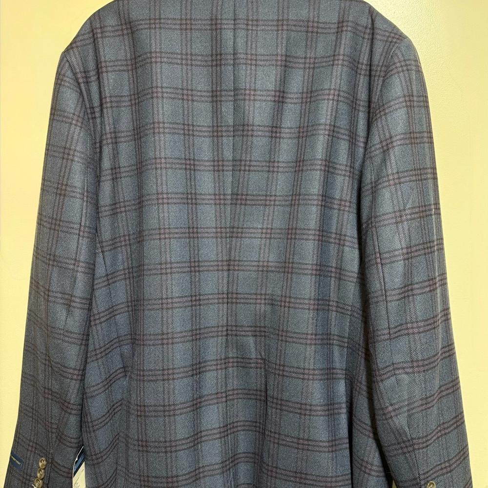 Stafford Men's Navy and Charcoal Plaid Shirt Jacket